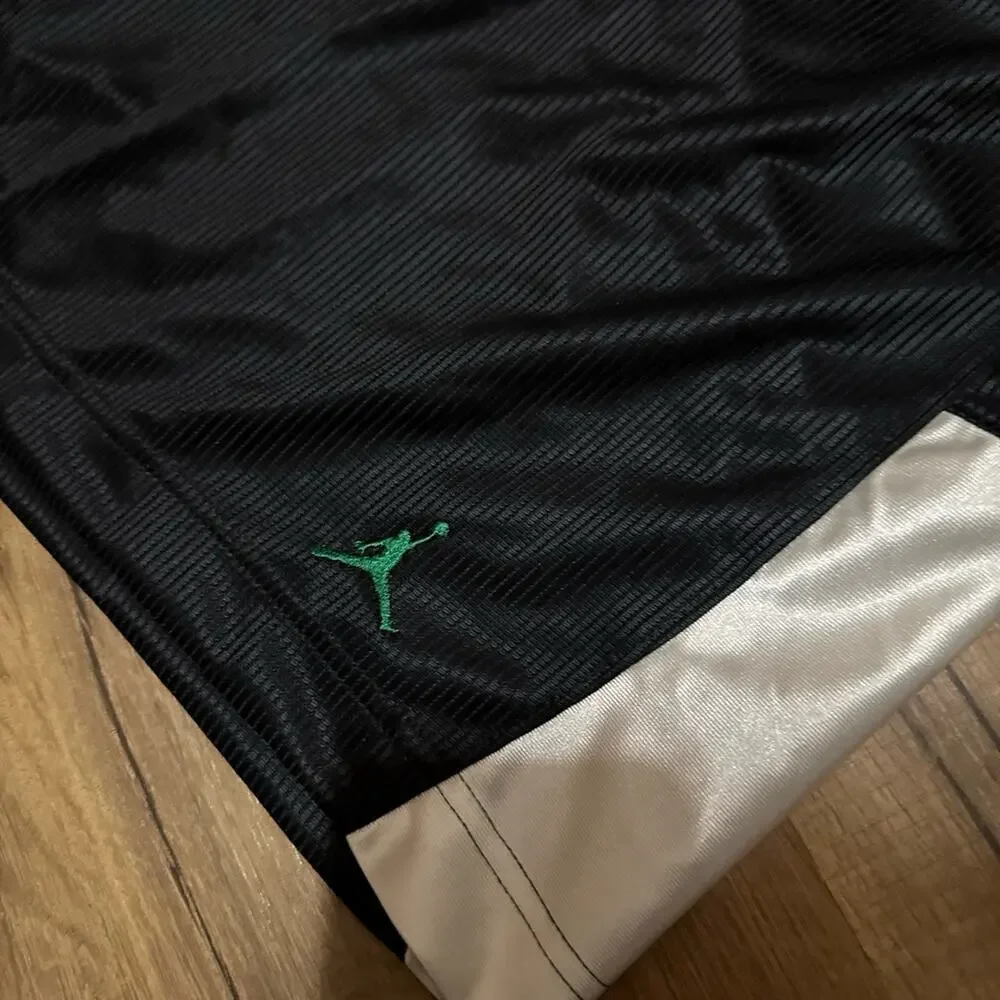 2009 Air Jordan Green Black Mesh Silky Dazzle Baggy Vintage Shiny Y2K Shorts